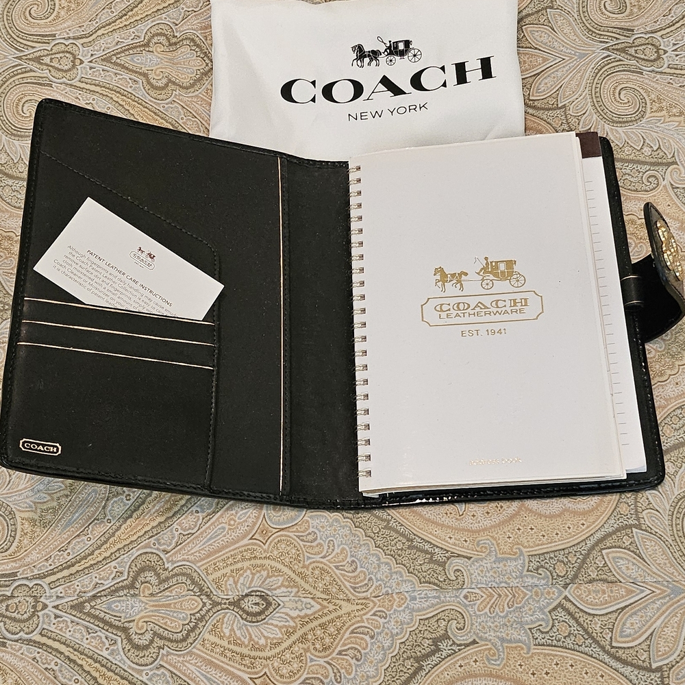 Coach Black Leather Planner